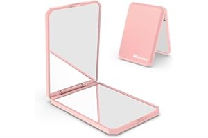 wobsion Small Compact Mirror,1x/2x Travel Magnifying Mirror,2-Sided Handheld Portable Folding Mirror,Mini Makeup Mirror for Purse,Pocket,Gifts,Square(Pink)