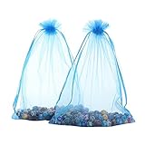 Anleolife 60PCS Sheer Large Organza Bags 6x9 Wedding Favors Baby Shower Prizes Gift Giving Bags Candle Packages Party Favors(blue 6x9'' )