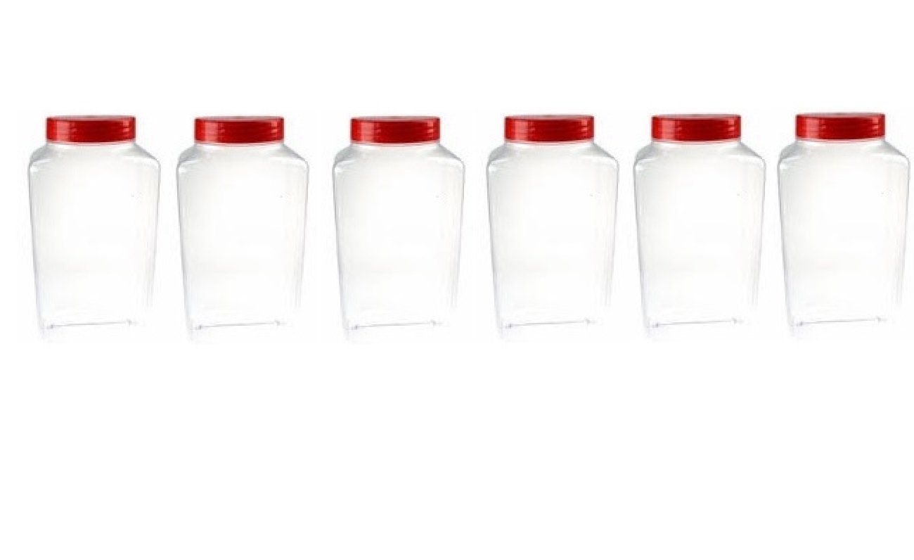 3.8 LITRE EMPTY NEW PLASTIC SWEET JAR PACK OF 6 JARS WITH SCREW TOP