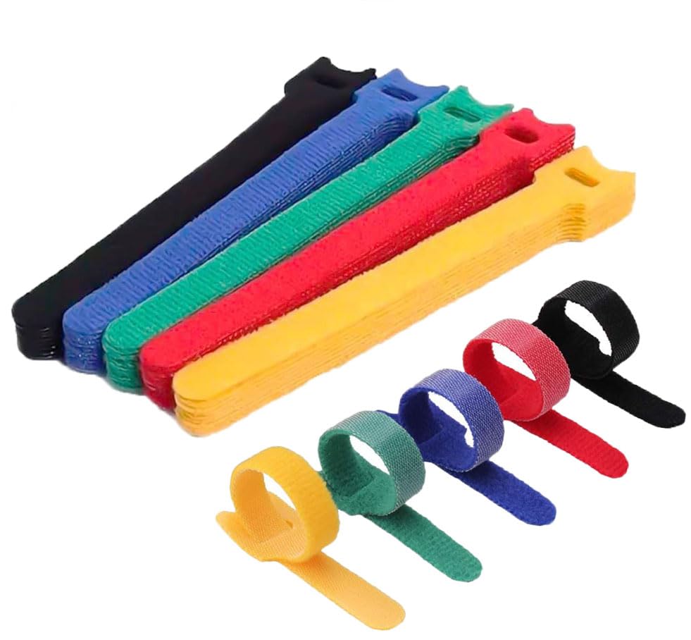 100 Pcs Reusable Cable Ties, Straps Cable Ties, Adjustable Straps Tidy Wrap Hook and Loop Straps Cable Ties Organizer Fastener for Home Office Cable Organiser Accessories