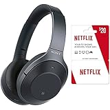 Sony WH1000XM2/B Premium Noise Cancelling Wireless Headphones, Black Plus 2 (Two) Free Months of Netflix Service