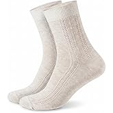 FlaxSox Women’s Crew Socks – Thin, Breathable Organic Linen, (5, X-Large) – Comfortable Everyday Socks