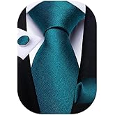 DiBanGu Mens Tie Set Silk Solid Paisley Necktie and Pocket Square Cufflinks Classic Formal Ties for Men Wedding Party