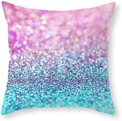 Sea Girl Soft Pastel Sparkle- Photograph Of Pink And Turquoise Glitter Throw Pillow Indoor Cover Pillow Case For Your Home(20in x 20in)