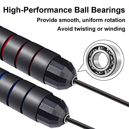 TOOVREN Jump Rope, Speed Jump Rope Workout for Fitness Exercise Tangle-Free with Ball Bearings, Adjustable Skipping Crossrope with Memory Foam Handles for Men/Women/Kids/Girls/Boys – Red