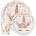 Premium Unicorn Birthday Party Supplies Set, Paper Plates And Cups for 12 by Party Crush, Great for Kids Birthdays and Baby Showers