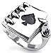 KONOV Mens Stainless Steel Ring, Gothic Skull Hand Claw Poker Playing Card, Black, Size 10