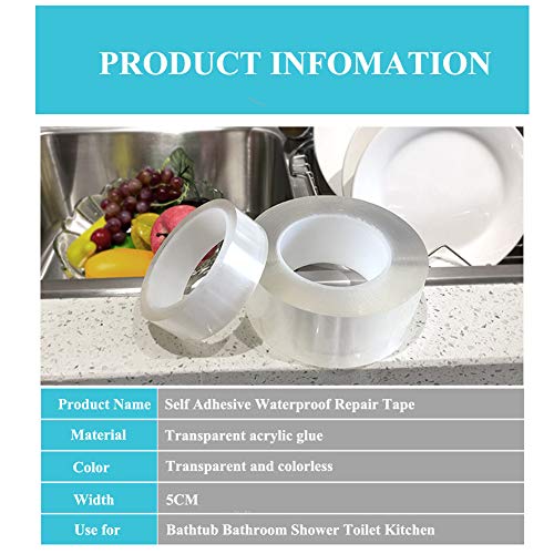 TYLife Caulk Tape,Washable Adhesive Caulk Strip Self Waterproof Repair Tape for Bathtub Bathroom Kitchen Sink Basin Edge Shower Toilet Kitchen and Wall Mildew Sealing(2Inch Width x 33Feet Length)