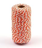Penta Angel 2mm Diameter 100M /109 Yards Natural Cotton Baker Twine Cording DIY Craft Twist String Spool Gift Wrapping Packing Rope for Garden Festival Decoration (Orange and White)