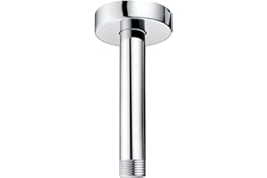 Purelux Ceiling Mount Shower Arm 6 Inches Water Outlet PJ0611 Made of Stainless Steel Straight Shower Arm with Gasket Flange, Chrome Finish