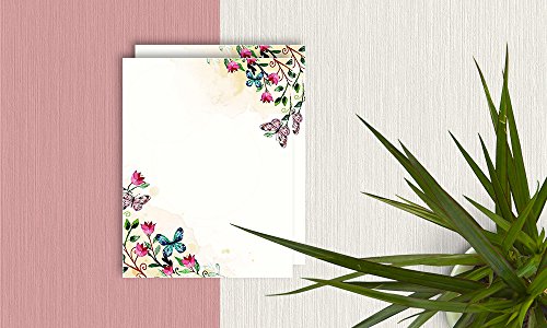 100 Stationery Writing Paper, with Cute Floral Designs Perfect for Notes or Letter Writing - Tulips