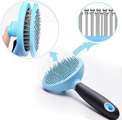 PETOU-Pet Grooming Brush - Self Cleaning Slicker Brushes Best Shedding Tools for Grooming Cat Dog Long & Thick Hair