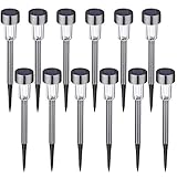 Stainless Steel Solar Path Light,Oak Leaf Low Voltage Led Pathway Landscape lights For Outdoor Path Patio Yard Deck Driveway and Garden, 12-Pack