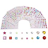 Outus Self-adhesive Rhinestone Sticker Sheets Assorted colors Various Shapes, 4 Size, 8 Sheets, 674 Pieces
