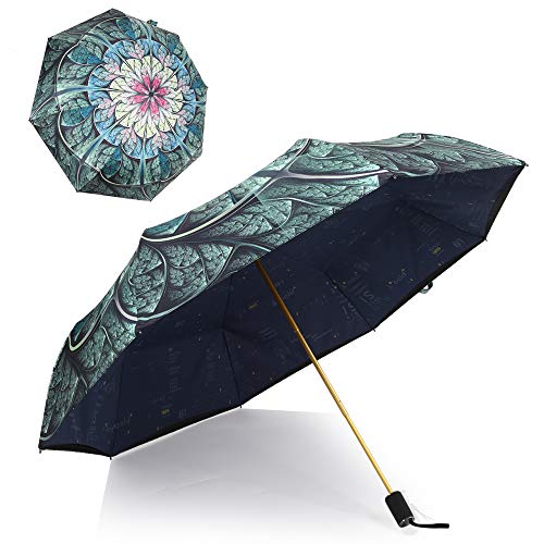 Kobold Folding Teflon Coating Windproof Double Canopy Umbrella Flower Lightweight Anti-UV Sun Rain Umbrellas for Women Men