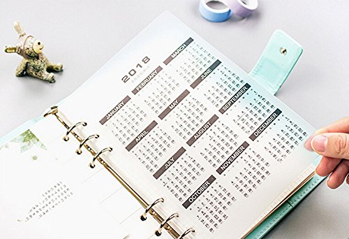 Funcoo 2 Sets 5 Pcs Plastic Binder Index Dividers Category Page Tab Indexing Cards + 2 2018 Calendar Dividers for A5 6-Holes Ring Binders/Planners Notebook/School Stationery (Style-1) - Thumbnail 6