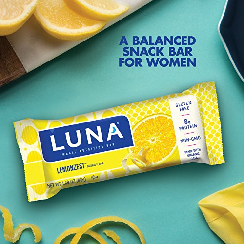 LUNA BAR Gluten Free Bar Lemon Zest (1.69 Ounce Snack Bar, 15 Count