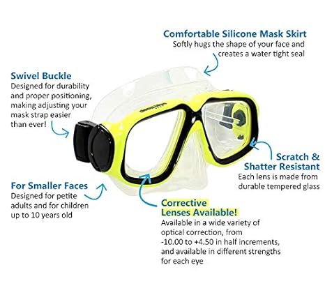 Deep Blue Gear - Maui Jr. Kids Snorkeling Mask with Optical Corrective Lenses