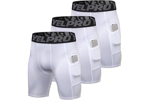 LEICHR 1/3 Pack Athletic Men Compression Shorts Running Baselayer Underwear Workout Cycling Shorts with Pocket