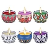 Angium Scented Candles Gift Set (Lavender, Rose,Peppermint,Grapefruit,Lemongrass,Orange) Soy Wax Tin Candles, Natural Fragrance Candles for Stress Relief and Aromatherapy Candles 6 Pack