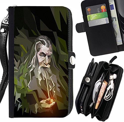 SHIMIN FOR APPLE IPHONE SE / 5 / 5S cool tumble pipe art harry man beard Zipper Wallet With Strap Card Holder Case Cover