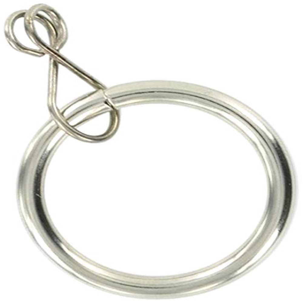 Merriway BH03222 (8 Pcs) Metal Curtain Drapery Pole Rod Rings with Loose Eye, Inner Diameter 35mm (1.3/8 inch) Outer Diameter 42mm (1.5/8 inch) Chromed - Pack of 8 Pieces
