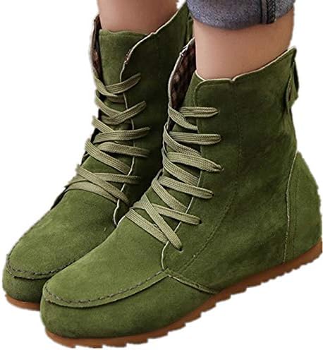 Women Flat Ankle Boots Lace-Up Boots Suede Leather Shoes Fashion Sneakers Snowshoes Sandals