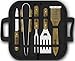 Extremely Practical Grill Set - 5-piece BBQ Set - Stainless Steel Grill Tools With Wood Handles - Grilling Set With Waterproof Case For Home and Camping - Recipes Book