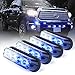 Xprite White & Blue 4 LED 4 Watt Emergency Vehicle Waterproof Surface Mount Deck Dash Grille Strobe Light Warning Police Light Head with Clear Lens - 4 Pack