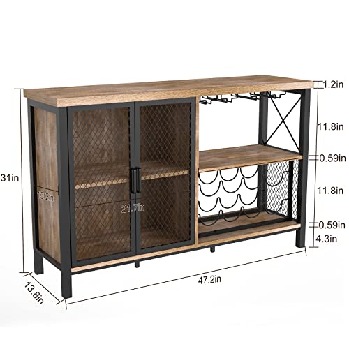 Liquor Cabinet Bar for Home, Wine Cabinet Adjustable Inner Board Multifunctional for Home, Bar, Living Room
