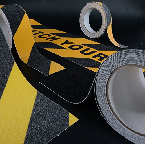 Mobling Anti Slip Safety Tape OSHA/Winter KIT [80 Grit] - Watch Your Step (6" x 2') + Orange Caution [(1" x 15') + (2" x 15')] + Yellow Stripe [4" x 15'] + Black (4 Inch x 15') - Thumbnail 4