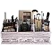 Rustic Wooden Desk Organizer for Home or Office - Makeup Organizer and Storage for Bathroom – Vanity Organizer with 3 Drawers and 6 Compartments – Rustic White Workspace Organizer