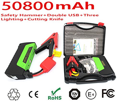 DoSHInÂ® 50800mah Portable Car Jump Starter and Dual USB Power Bank with LED Torch Flashlight for Laptops/Cell Phones