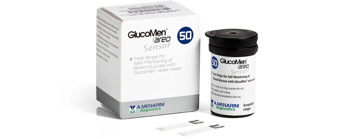 Menarini Glucomen AREO Glucose Diabetes Test Strips, 100 g, 50 Count (Pack of 1)