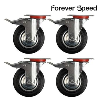 Forever Speed Transportrollen 4 x 75mm Lenkrollen Transportrollen mit Totalfeststeller Schwerlastrollen Tragfähigkeit 150kg/S