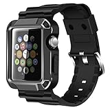 Apple Watch Case Series 1 Series 2, iitee Universal Full Armor Case and Band Strap with Screen Protector for Apple Watches (Space Gray-42mm) (Electronics)