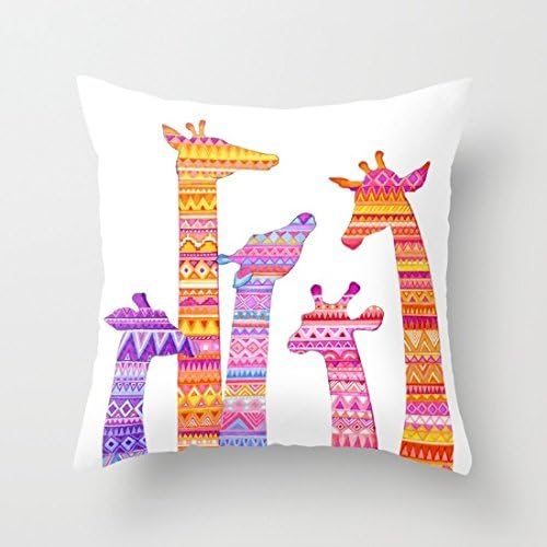 Colorful Giraffe Pattern Decorative Throw Pillow Covers with Zip Cushion Covers Pillow Case 18 x 18 for Teen Girls
