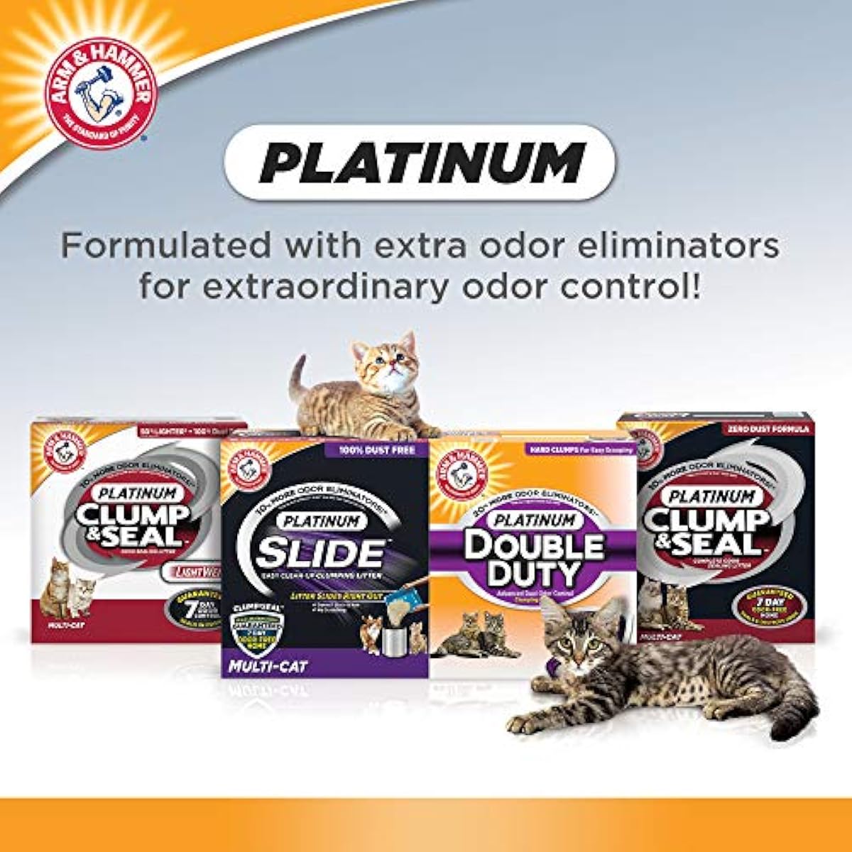 Arm Hammer Platinum SLIDE Easy CleanUp Clumping Cat Litter, MultiCat