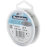 Beadalon 49 Strand Stainless Steel Beading Wire, Bright - .018in/0.46mm | Stainless steel wire, 49-strand flexible design, beads &amp; gemstones, DIY jewelry making, necklaces &amp; bracelets, 30 ft/9.2mm