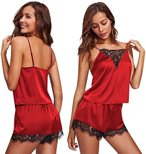 Stylish and Comfortable Lace Babydoll Nightwear Pajama Set Women's Silky Sleepwear with Pyjamas Set