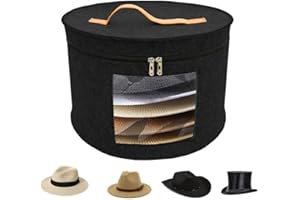 Yeanifeana Round Cowboy Hat Box, Stackable Round Brim Hats Organizer Bag Container for Closet, Portable Felt Organizer Bucket
