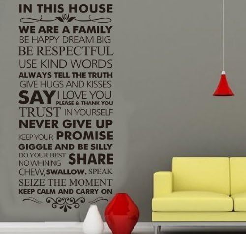 Free Will In This House We Are A Family Be Happy Dream Big Quote Wall Mural Wall Art Home Decor Decal