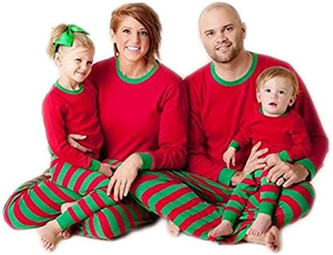 Family Matching Christmas Pajamas Set Mom Dad Deer Striped Sleepwear Outfits Pajamas Sets Stripes Homewear Outfit (Asia XL=US M, Papa Red and Green Striped)