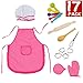 Glonova Chef Set for Kids, 17 Pcs Children Cooking Set for Boys Girls Toddler Role Play Cook Costume with Apron, Chef Hat, Utensils, Cooking Mitt