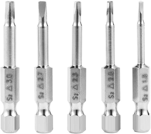 Yakamoz 5pcs 50mm 6 35mm Hex Queue Tournevis A Tete Triangulaire Magnetique Bits Astuce Set S2 Acier Amazon Fr Bricolage