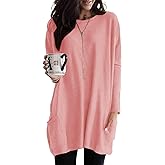 Naggoo Womens Long Sleeve Tunic Tops with Pockets for Leggings Casual Long T Shirts Floral Print Blouses