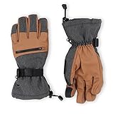 The Slugger Ski & Snowboard Glove - Waterproof Gloves with Synthetic Leather Shell Construction & Waterproof Zipper Pocket - Designed for Skiing, Snowboarding, Shoveling - Touchscreen Compatible