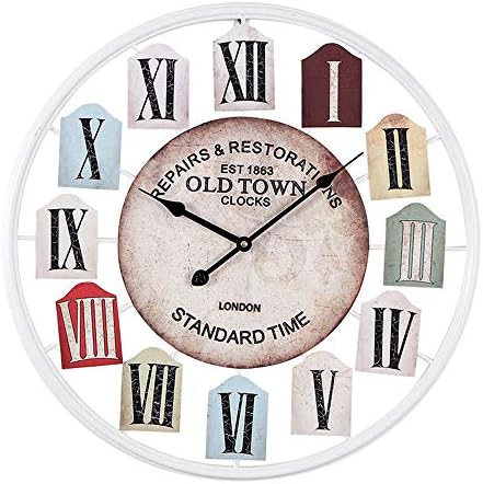 PYXM Wall Clock 20 Inch Wall Clock Retro Vintage Clock Non - Ticking Whisper Quiet Battery Operated with Roman Numeral for Home Indoor Decor,White