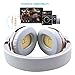 Riwbox XBT-780 Bluetooth Headphones Over Ear, Noise Isolatio V4.1 Wireless Headset with Volume Control, w/Built-in Mic and Wired Mode for PC/Cell Phones/TV (Gold White)