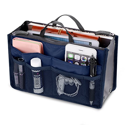 Cindere Women Multifunction Travel Handbag Cosmetic Makeup Insert Pouch Toiletry Organizer Storage Purse (Dark Blue) - Thumbnail 2